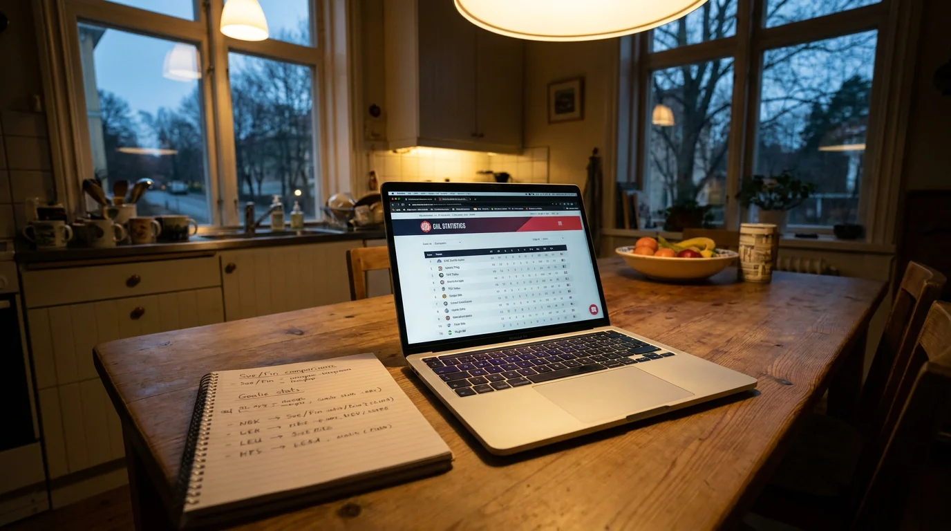 UK punter researching cross-league CHL form on a laptop in the early evening