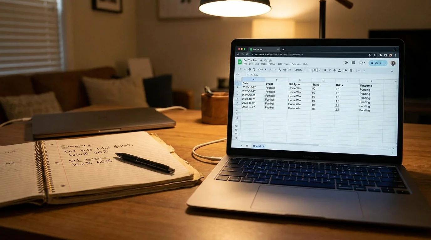 Hockey punter maintaining a CLV tracking spreadsheet for his NHL bets across the season