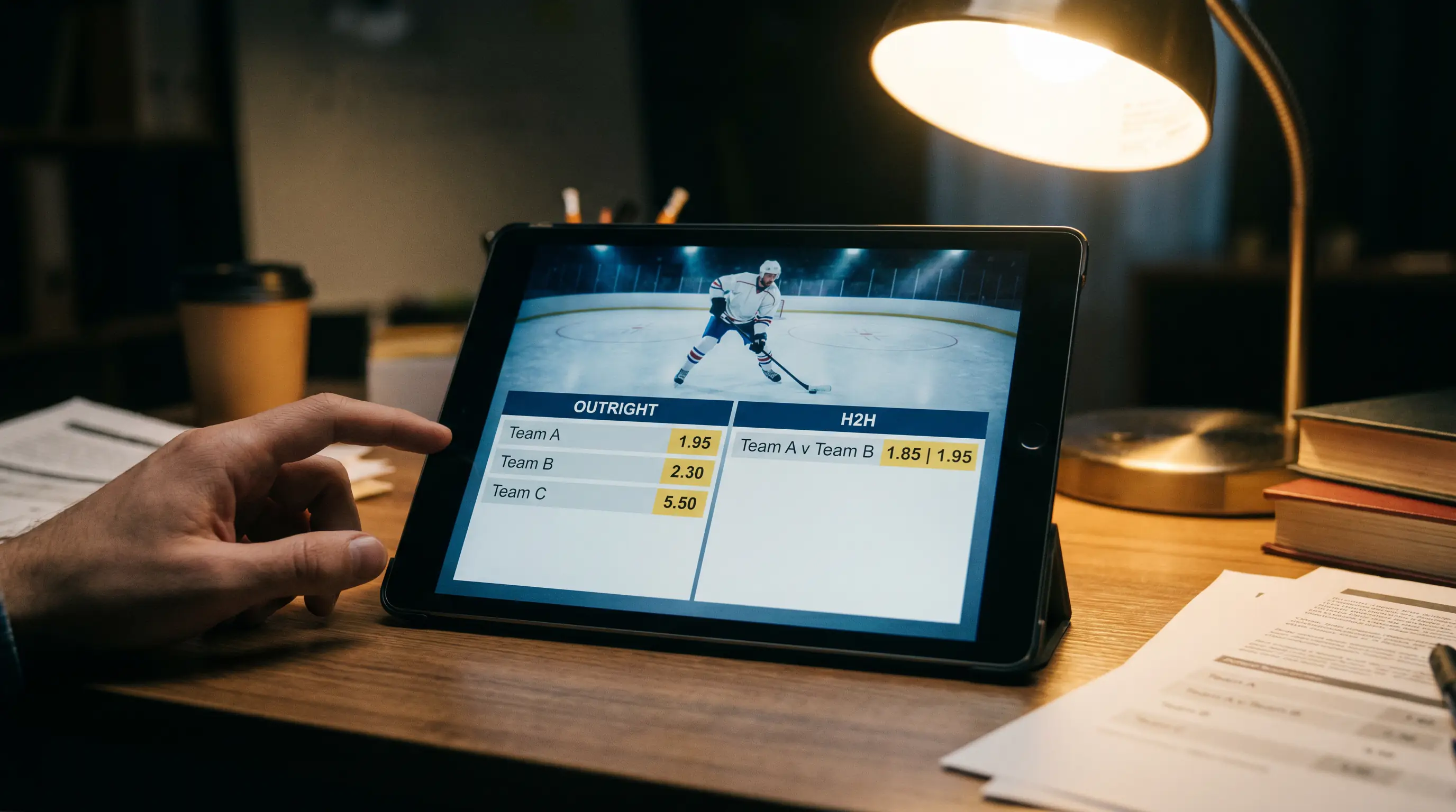 EIHL Cardiff Devils outright price compared to head-to-head puck-line price on a tablet