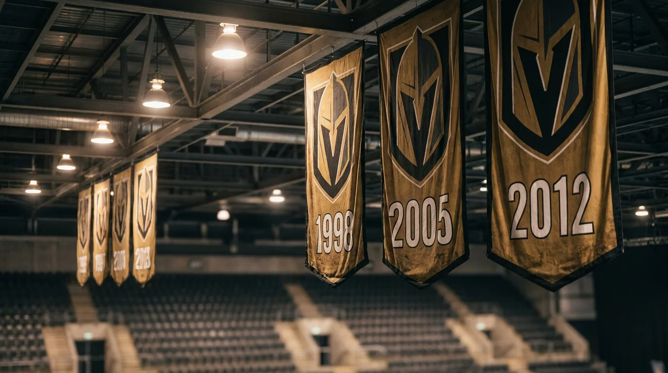 EIHL Challenge Cup banner hanging in the rafters at Motorpoint Arena Nottingham