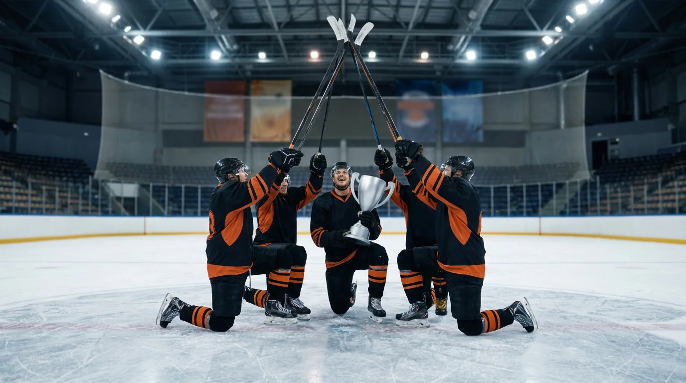 EIHL players celebrating a cup run at the end of a recent season