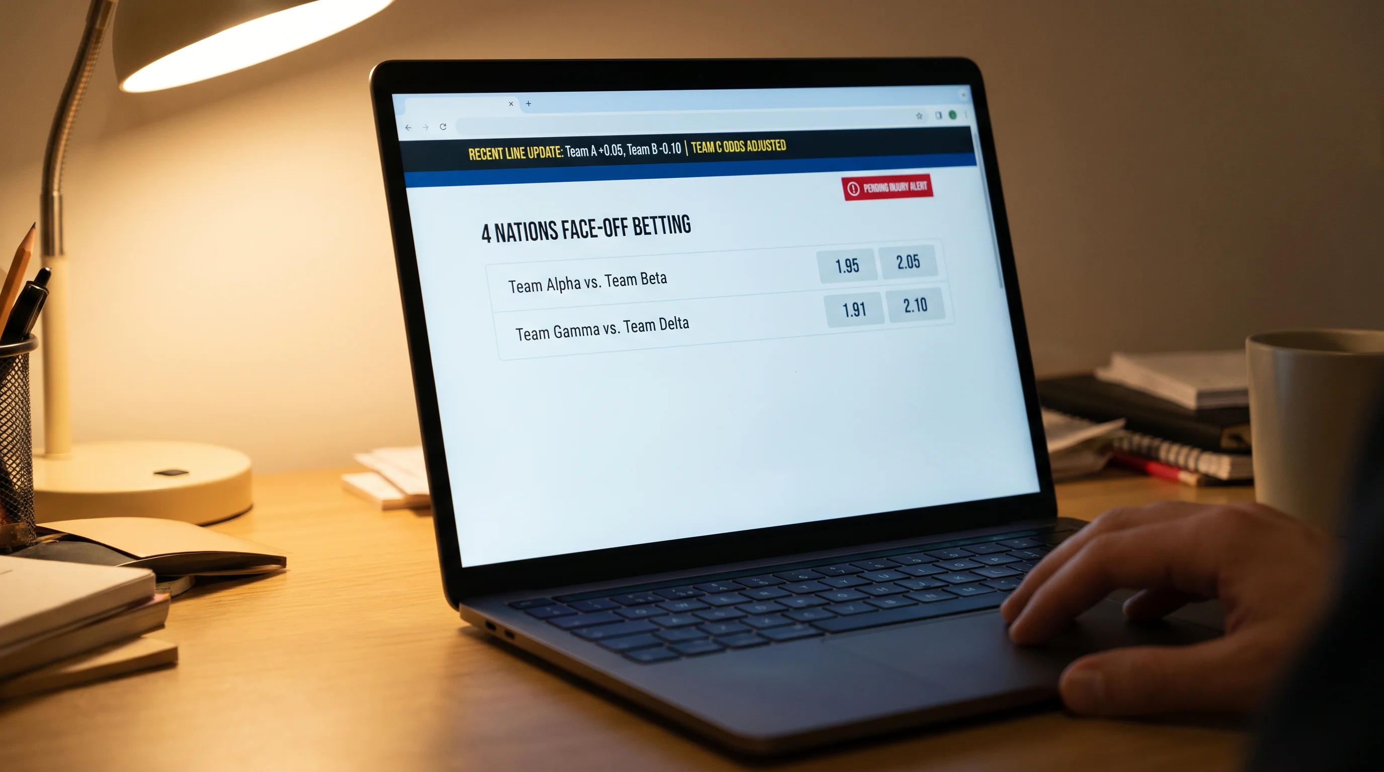 4 Nations roster injury news appearing on a UK betting interface ahead of a match
