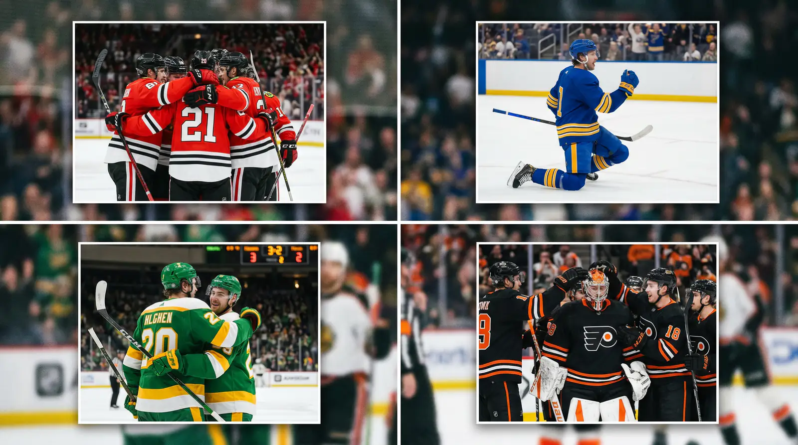 Composite of four NHL home favourites all winning their matches on a punter's accumulator