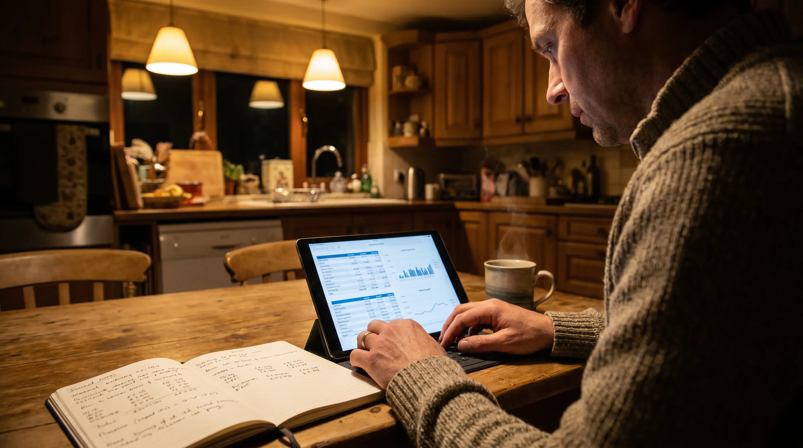 Hockey punter reviewing period-by-period scoring data before placing his selections