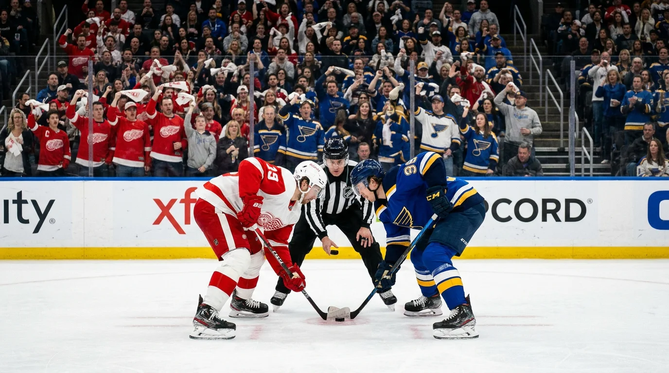 NHL playoff Game 1 home ice opening face-off with the crowd in full voice