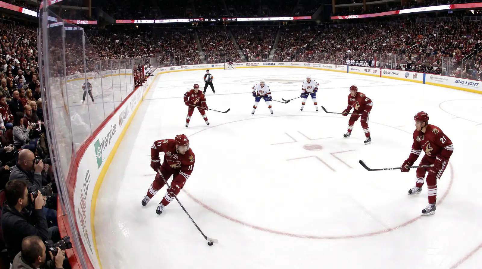 NHL power play unit set up in the offensive zone during a one-minute man advantage