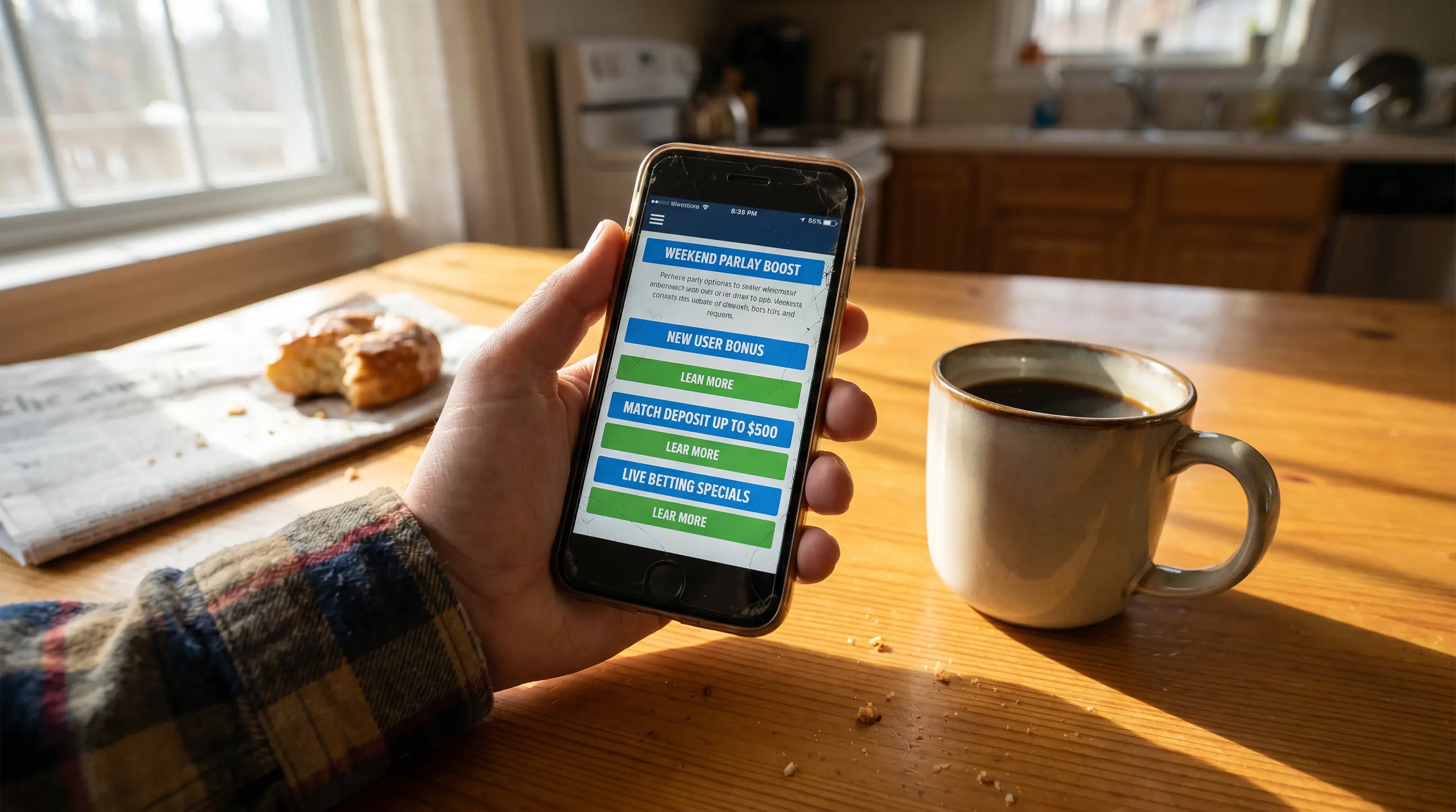 UK punter checking acca boost offers on a Saturday NHL slate via a bookmaker app