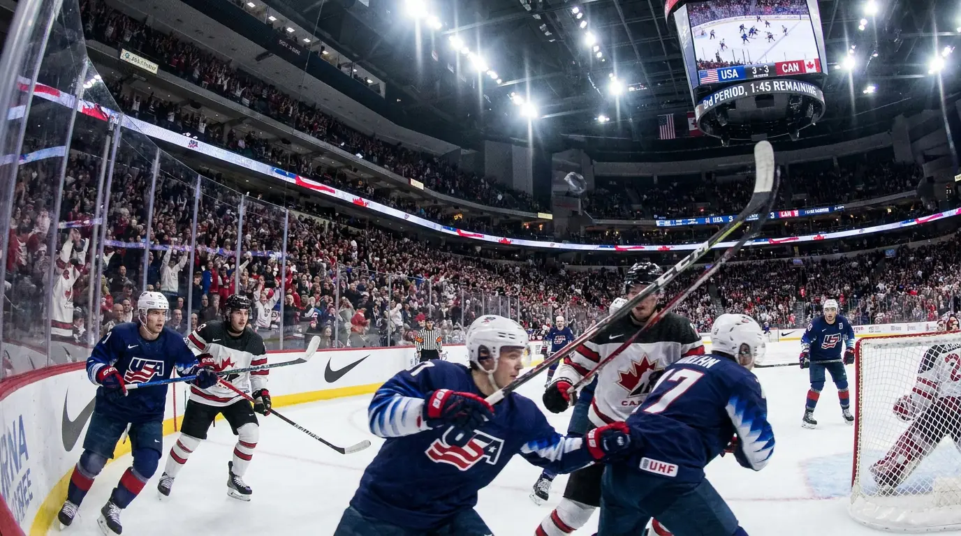 USA-Canada 4 Nations final showing the NHL-stacked rivalry at peak intensity