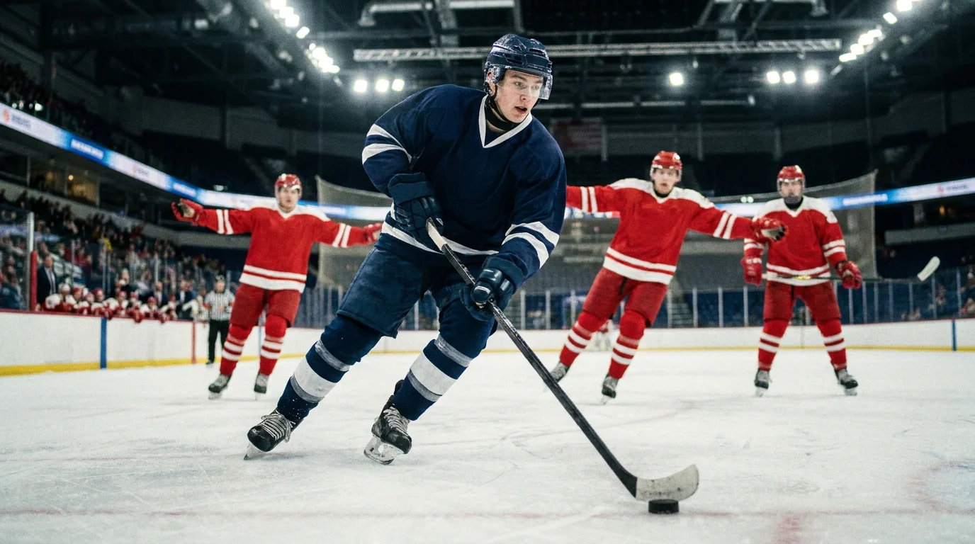 WJC pre-draft prospect forward in mid-action during a group-stage match