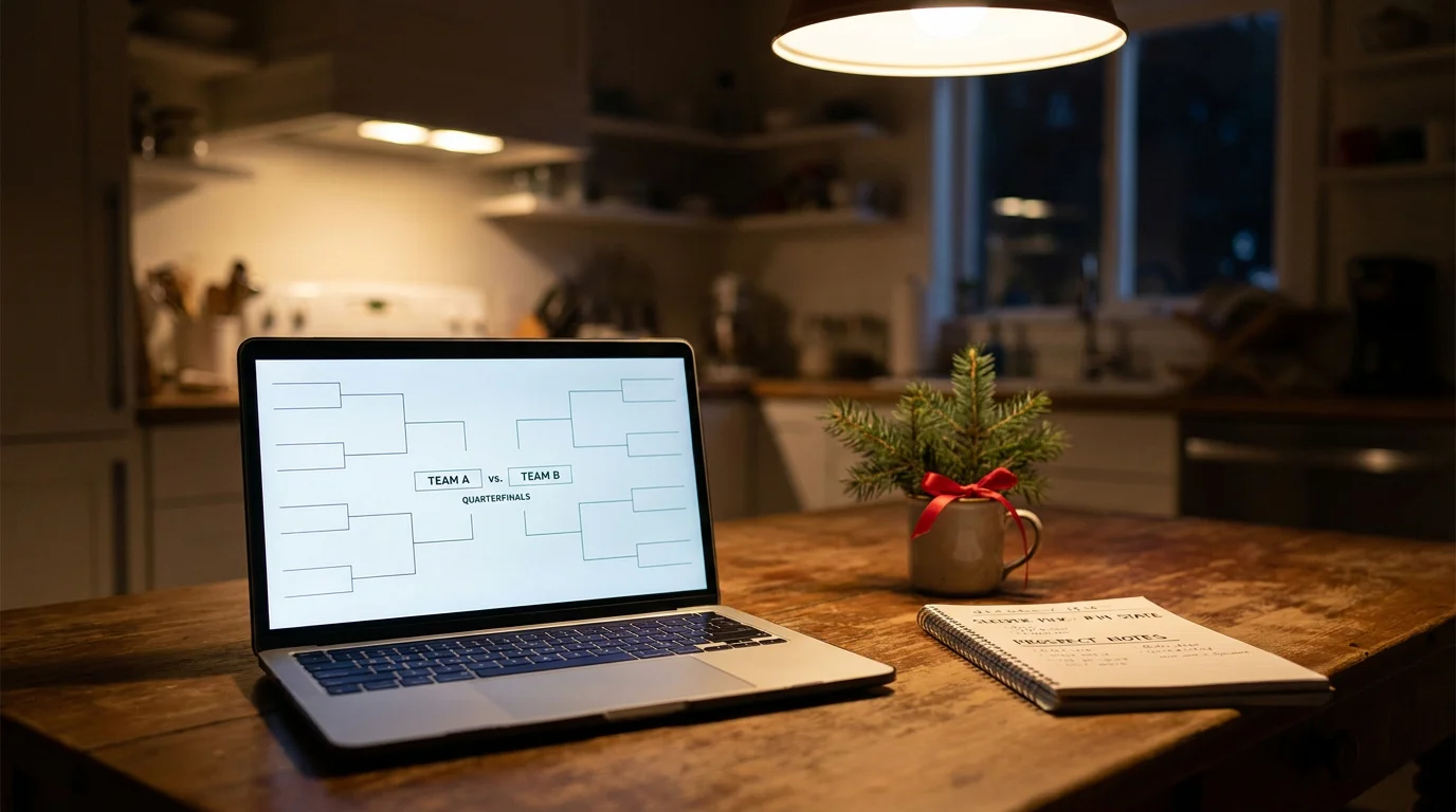 UK punter researching the WJC tournament bracket on a laptop in late December